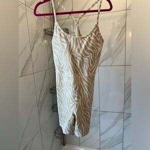 Stylish Zebra Print Unitard - Size Medium